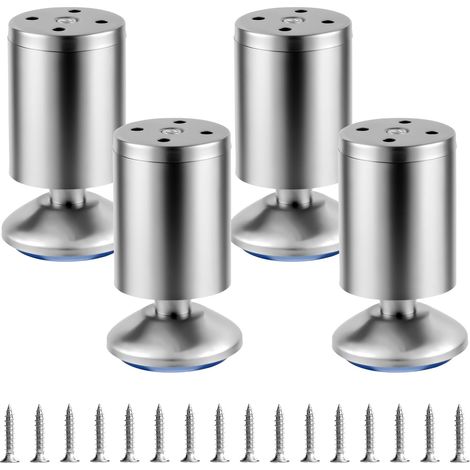 4 Pcs Pied de Meuble Reglable 0-10mm, 10cmPied Meuble Reglable, Pieds de Table de Nivellement pour Meubles, Pieds de Meubles Réglables en Acier INOX pour Chaises Lit Canapé Placard Armoires (1/5)