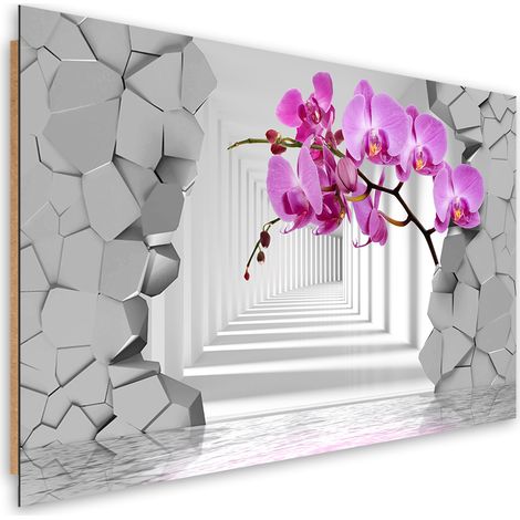 Quadro deco panel, Orchidea su uno sfondo 3D astratto - 120x80 (1/5)