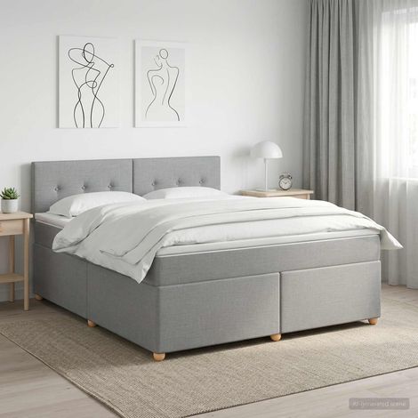 Cama box spring con colchón Gris Claro 180 x 200 cm Tela (1/5)