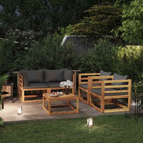 Salon de jardin 5 pcs Ensemble Table et Chaise de Jardin - avec coussin Bois d'acacia solide BV728366 - BonneVie (1/5)