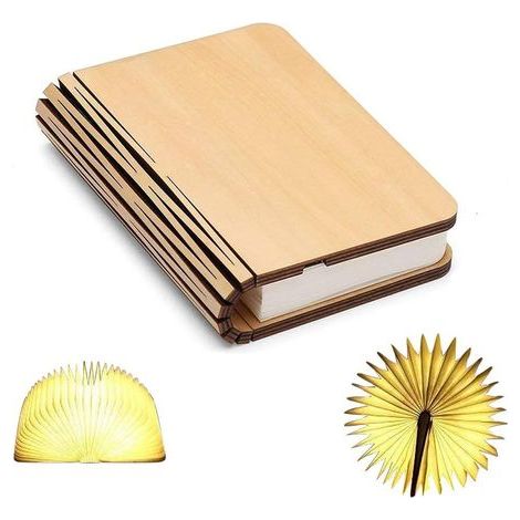 Lámpara de madera AIDUCHO, mini lámpara de lectura plegable, recargable por USB, batería de litio de 1000 mAh, lámpara de escritorio LED decorativa, luz blanca cálida, regalo de cumpleaños. (1/5)