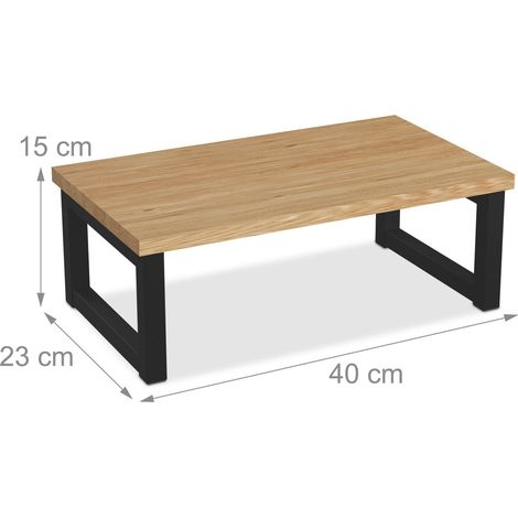 Supporto per monitor ergonomico scrivania 15 x 40 x 23 cm spazio di archiviazione design industriale in MDF nero 130015948