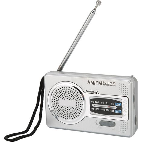 Radio Portable Mini AM FM avec DSP, Haut-parleur Intégré et Jack pour Casque, Gris Argenté