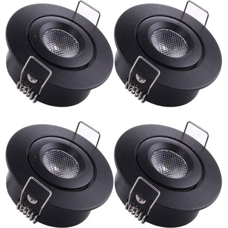 Spot Encastrable LED - 4 Pièces - 1 W - 3000 K - Blanc Chaud - Pour Plafond Cuisine Vitrine Placard DIY