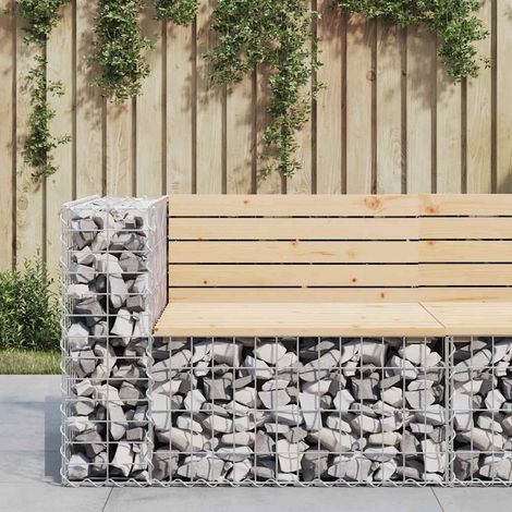 vidaXL Banc de jardin design gabion 92x71x65,5 cm bois massif de pin (1/5)