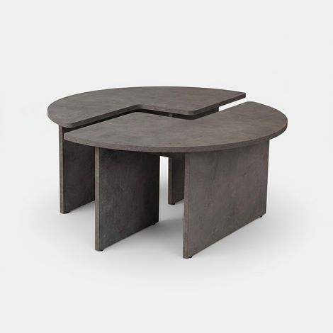 Runder Couchtisch aus Melaminholz Moira - Grau