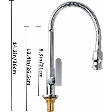 Robinet de cuisine extérieur 360 ° rotatif monotrou mitigeur robinet de cuisine eau froide robinet de buanderie (1/4)