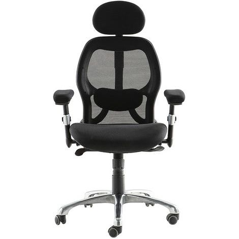 Miliboo – Fauteuil de bureau ergonomique – Dossier en maille aérée – Appui-tête ajustable – Hauteur d'assise réglable – Confort optimal pour utilisateurs jusqu'à 1.78m (1/5)
