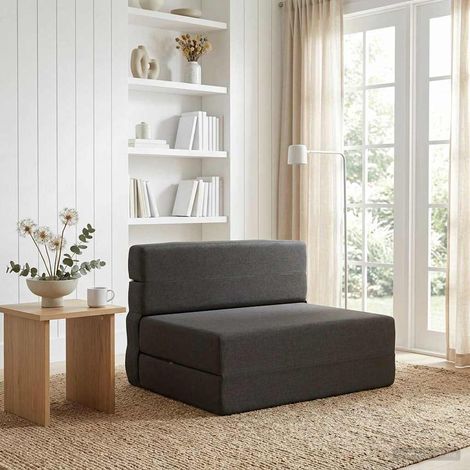 vidaXL Sofá Cama Plegable Gris oscuro 70 x 72 x 60 cm Tela (1/5)