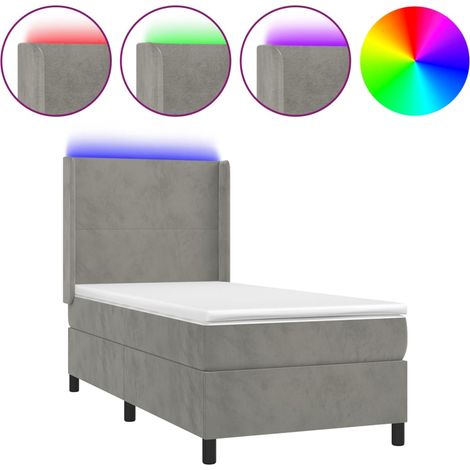 Maison Exclusive - Cama box spring colchón y LED terciopelo gris