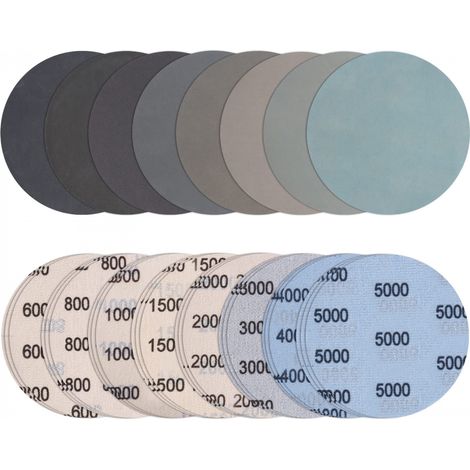 Papier de Sec à l'eau Abrasif Rond Grain 600/800/1000/1500/2000/3000/4000/5000 600/800 1000/1500 2000/3000 4000/5000 24 pièces 125mm Verre (1/5)