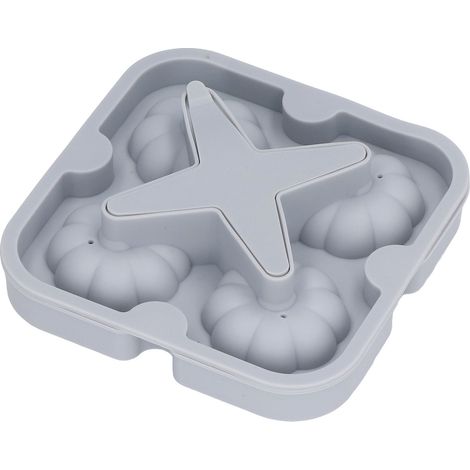Moule à glaçons en forme de citrouille 3D, en silicone alimentaire, 4 alvéoles, démoulage facile, pour whisky, café, thé et cocktails (gris). (1/5)