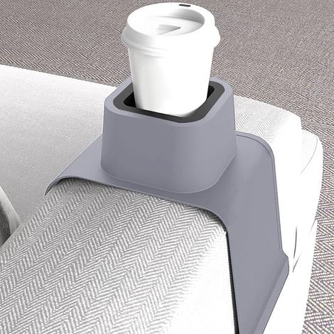 Porte-gobelet de canapé, Plateau d'accoudoir en Silicone, Porte-Boissons Anti-déversement et Anti-dérapant, sous-Verre de canapé pour Fauteuil inclinable(Gris) (1/5)
