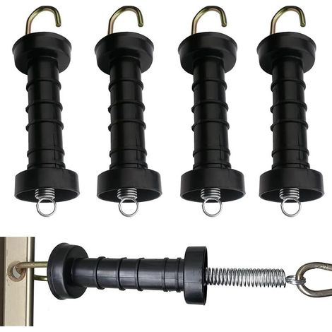 Lot de 5 poignées de portail de clôture électrique, poignées de porte isolées, poignée de porte à ressort pour clôture, facile à prendre en main (noir) (1/5)