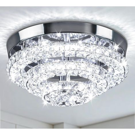 Lustre LED moderne en cristal de 30 cm – Montage semi-encastré pour chambre, salle à manger, salon, couloir [Efficacité énergétique de classe E] (1/5)