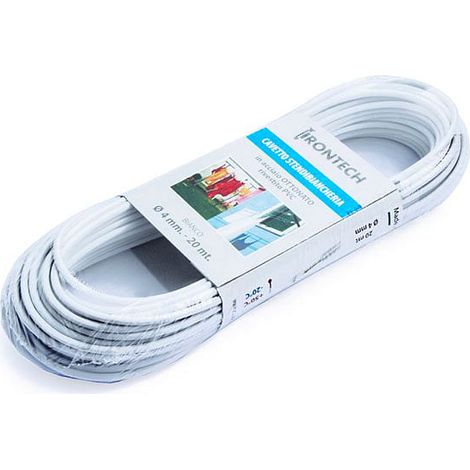 Cavo stendibiancheria Ø 5 mm. in acciaio ottonato rivestito PVC bianco 20 mt.