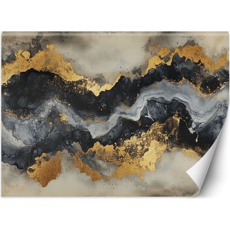 Fototapete Schwarzer und weißer Marmor mit Gold 100x70 cm