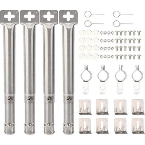 Set mit 4 Edelstahl-Brennerrohren für Gasgrills - verstellbar von 12" bis 17,5" (1/4)