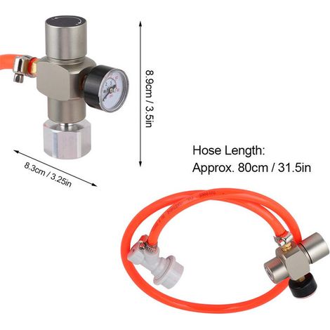 Kit de Chargeur de CO2 Régulateur de Gaz avec Tuyau de 80cm et Raccord Rapide pour Bière Maison et Boisson Gazeuse