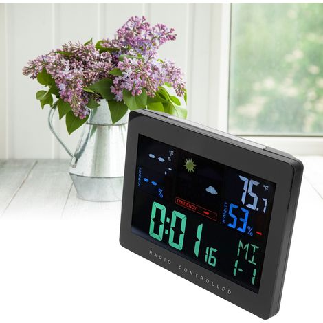 Kabelloses Thermometer-Hygrometer mit Farbdisplay und digitaler Wetteruhr (EU 230–240 V) (1/5)