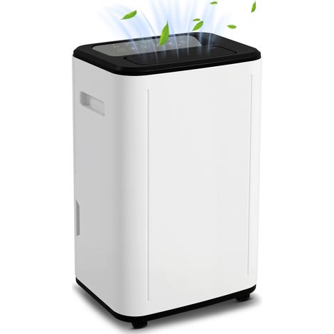 Déshumidificateur électrique 20L/jour 6L dépôt d'eau 3 modes 2 vitesses temporisateur 33.5x26x53 cm Blanc
