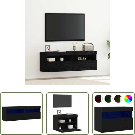 vidaXL LED Beleuchtung - TV-Wandregal Schwarze Eiche 60 x 30 x 40 cm Holzwerkstoff (1/5)