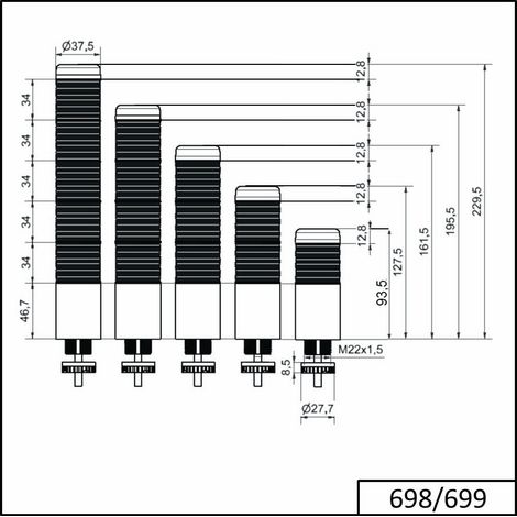 Dispositivo de comando Werma 699.410.75 LED 50000h IP65