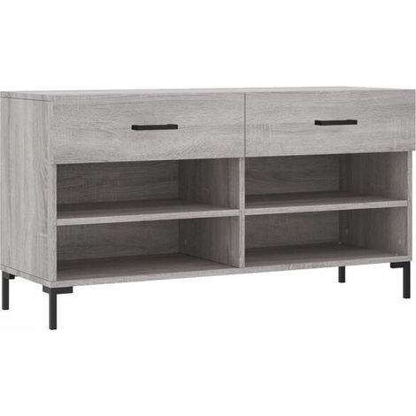 Tabouret à chaussures gris Sonoma, dimensions 102x35x55 cm, en bois composite. (1/5)