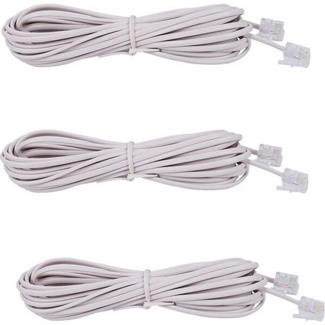 3 prises téléphoniques RJ11 mâle-mâle 6P2C, 5 mètres