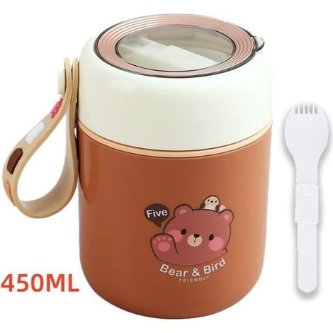 Boîte Alimentaire Isotherme - Ours Marron - 450ML - Portable - Étanche (1/4)