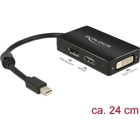 Adapterkabel mini displayport 1.1 stecker  1 x displayport + 1 x hdmi + 1 x dvi 24+1 schwarz delock