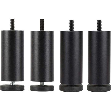 Moderne Sofabeine aus Aluminiumlegierung, Ersatzmöbelbeine 10/15/20/25/30 cm, für Bett, Kommode, Couchtisch, zylindrisches Metall, Schwarz – 25 cm / 9,8 Zoll