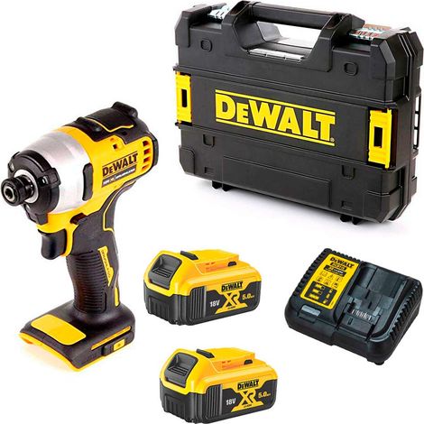 DeWalt DCF809P2 Cordless 18v XR Brushless Compact Impact Driver With 2x 5Ah Batteries, Charger And Carry Case