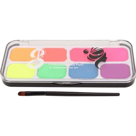 Kit de peinture faciale 8 couleurs phosphorescente, séchage rapide, à base d'eau, pour Halloween, fête, déguisement et corps. (1/5)