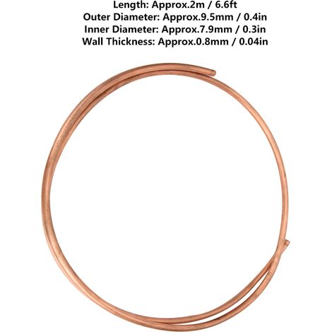 Tube en cuivre recuit C1100 T2 2m pour climatisation et réfrigérateur, diamètre extérieur 9,5mm, intérieur 7,9mm, bobine souple (1/5)