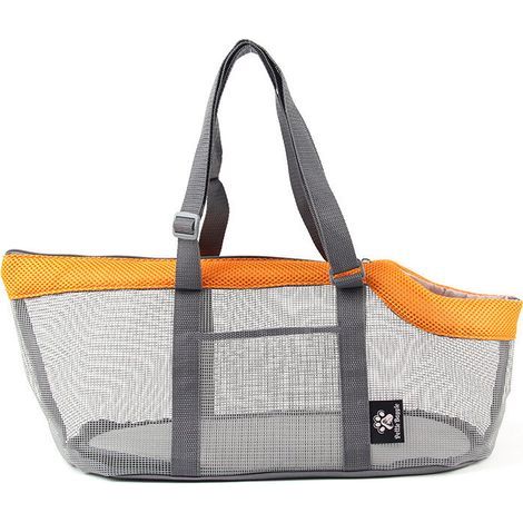 Bolsa de malla portátil para mascotas, transpirable, transportín para mascotas al aire libre, bolso de mano de gran capacidad, plegable para gatos. (1/5)