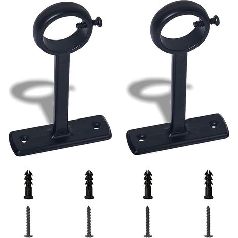 2 soportes para barra de cortina, fijación para barra de cortina, soporte para barra de cortina de pared y techo, negro (1/5)