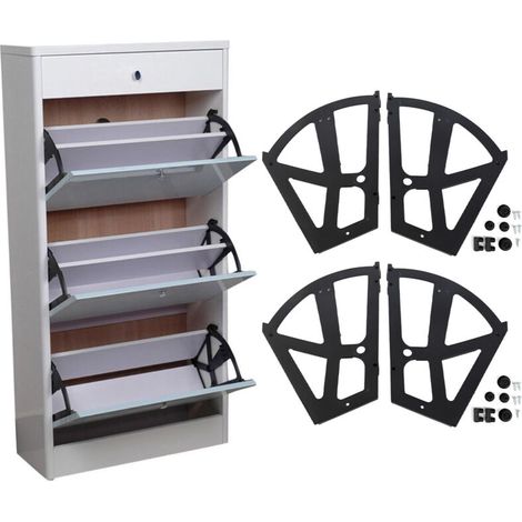 Ensemble de 4 systèmes de racks pivotants pour chaussures ABS, 26x20cm, avec accessoires pour armoire/rangement optimisation de capacité