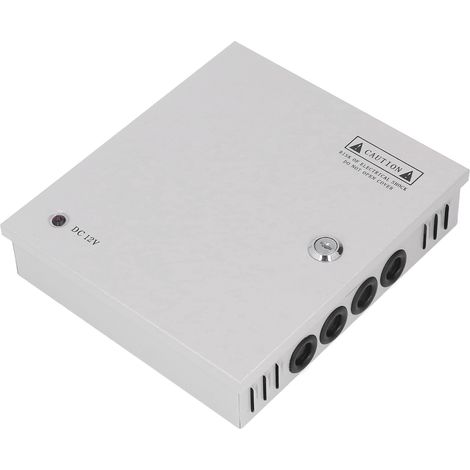 Boîtier d'alimentation 9 canaux 12 V 10 A, entrée 110 V/220 V avec verrouillage pour caméra de vidéosurveillance (1/5)