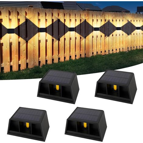 applique murale extérieure lumière chaude solaire rétro pour clôture de jardin 4 pièces (1/5)