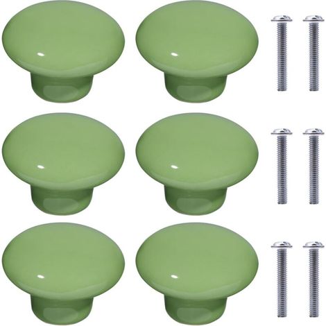 6Pcs Boutons de Meuble en Céramique Boutons de Tiroir de Placard en Céramique en Forme de Ronds Poignées pour Armoires de Cuisine de Bibliothèque (Vert) (1/4)