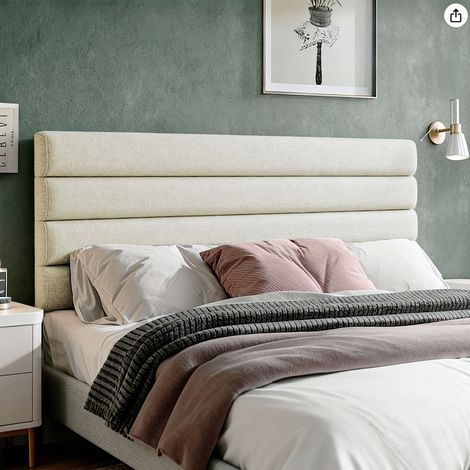 Cabecero de Cama 140 cm Tapizado en Lino Altura Ajustable de 3 Niveles 106/116/126 cm Montado a la Pared Beige (1/5)