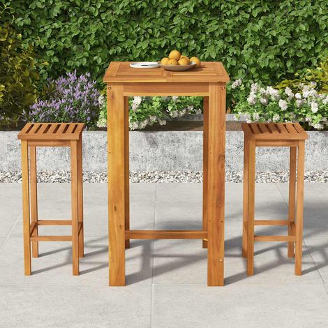 Ensemble Table et Chaise de Jardin 3 pcs - Ensemble Table à manger + 2 chaises Bois d'acacia solide BV766882 - BonneVie (1/5)