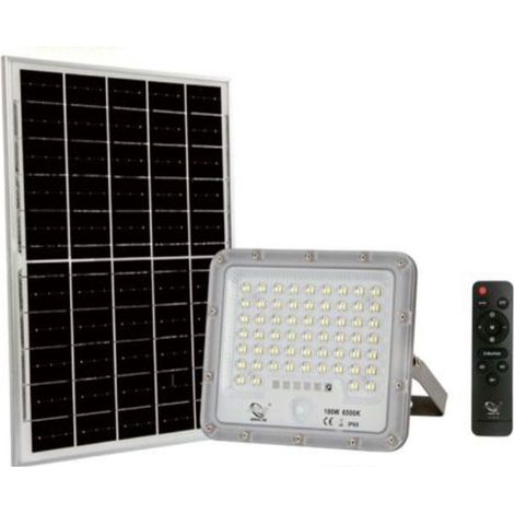 PROJECTEUR LED HAUTE LUMINOSITÉ AVEC PANNEAU SOLAIRE ET TÉLÉCOMMANDE CRÉPUSCULAIRE 100 W (1/2)