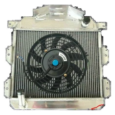 Radiador, tamaño del núcleo 355 mm x 468 mm x 62 mm, tamaño total 540,44 mm x 524 mm x 174 mm, compatibilidad Austin Healey 100-4, 3 filas, aluminio (1/5)