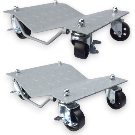 KIT COPPIA CARRELLI SPOSTA AUTO MOTO POSIZIONATORI PARCHEGGIO VEICOLO 680KG GARAGE OFFICINA (1/5)