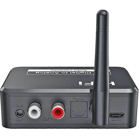 Convertisseur numérique-analogique audio (SPDIF optique/Toslink) vers prise auxiliaire 3,5 mm RCA L/R et récepteur Bluetooth 5.3 (1/5)
