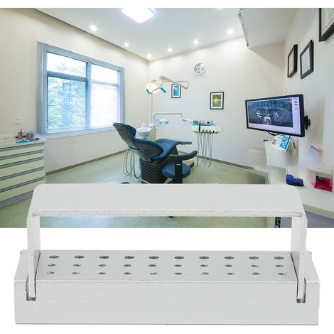 Dentalbedarf, Werkzeuge, Edelstahl, 30 Löcher, Desinfektionsbohrer, Etui, Halter für Dentalbohrer, Silber (1/5)