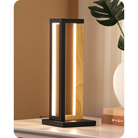 EDISHINE Nachttischlampe Touch Dimmbar, Metall & Holz Design, moderne Tischlampe mit 3 Farbtemperaturen und Memory-Funktion, ideal für Wohnzimmer, Schlafzimmer & Als Geschenk, 35 cm