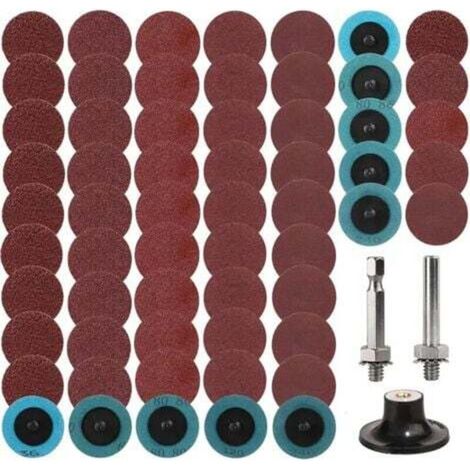 60-teiliges Hochgeschwindigkeitsschleifscheiben-Set mit 1/4"-Stützteller, verschiedene Körnungen (36-240) zum Entfernen von Rost, zur Lackiervorbereitung und zum Polieren von Metall